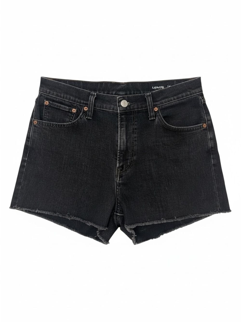 501 Levi's Black Cutoff High-Rise Denim Shorts